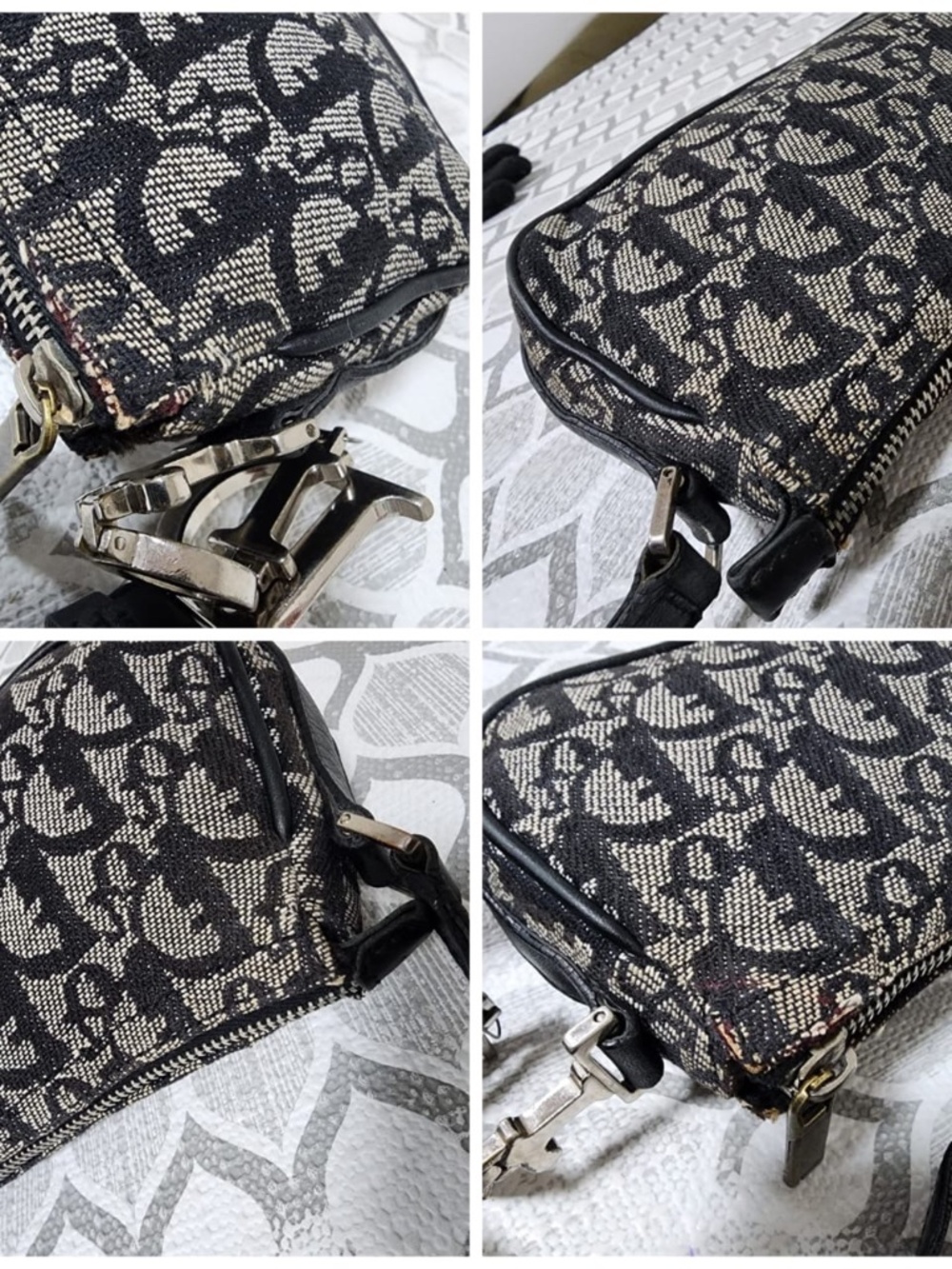 Authentic CHRISTIAN DIOR Monogram Shoulder Bag Pochette Black/Grey - Picture 11 of 13